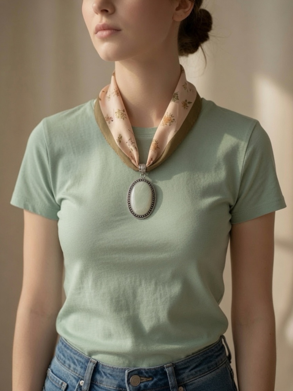 Scolecite Floral Scarf Necklac
